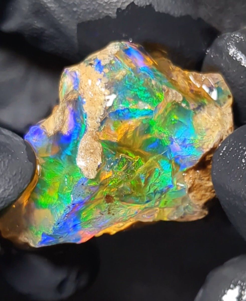 エチオピア オパール 原石 青 緑 鉱物標本 ウェロ産 エチオピア ウェロ