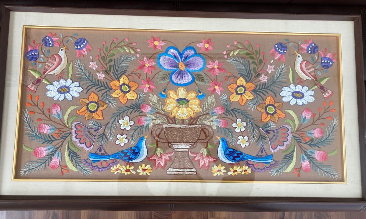 美品 戸塚刺繍 戸塚きく 初代作品 額 花 鳥 モダン｜Yahoo!フリマ（旧