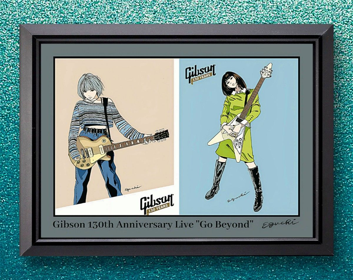 江口寿史 / Gibson・ギブソン【A4サイズ写真ポスターフレーム付き6点