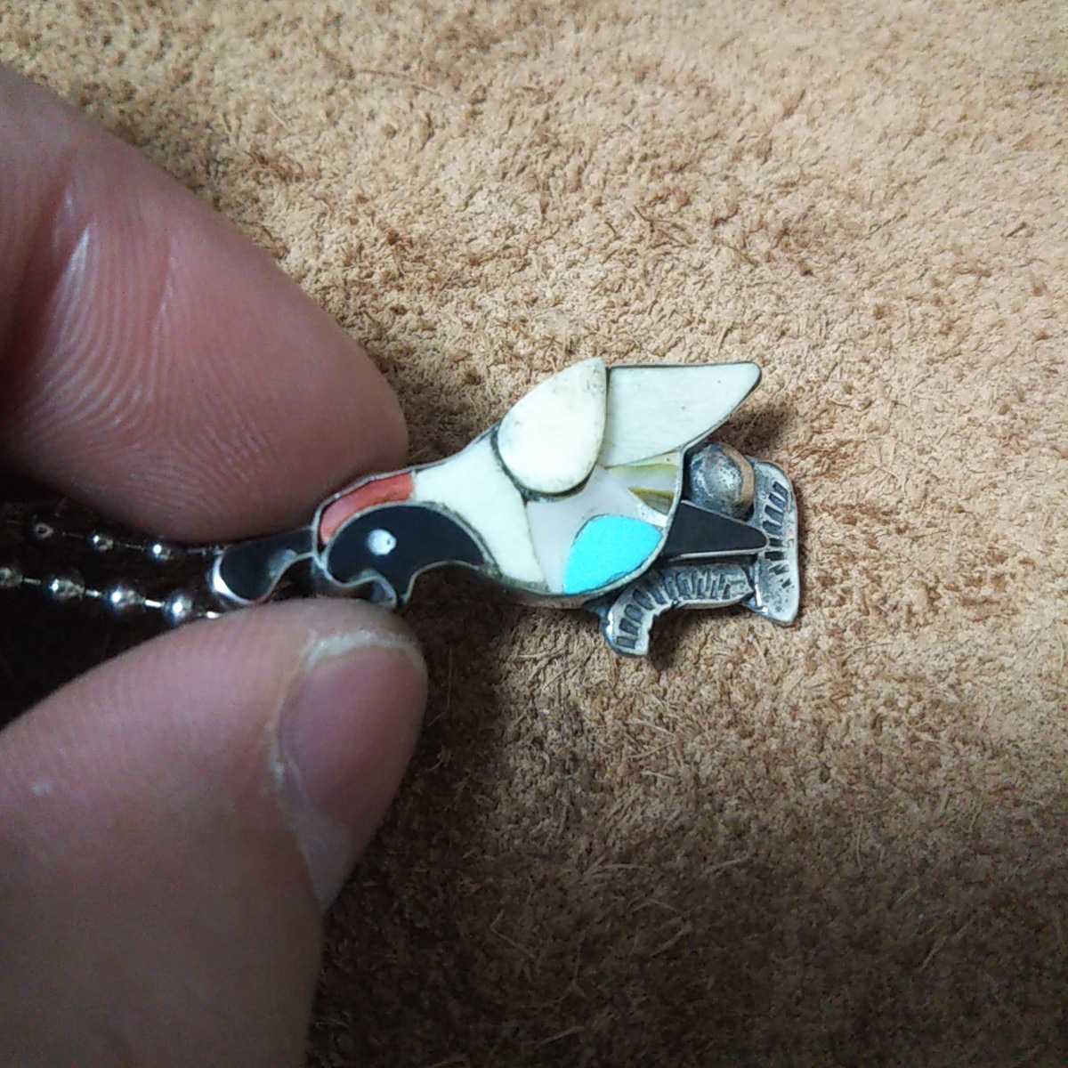 インディアンジュエリー ズニ族 鳥 インレイ ピン ブローチ シルバー