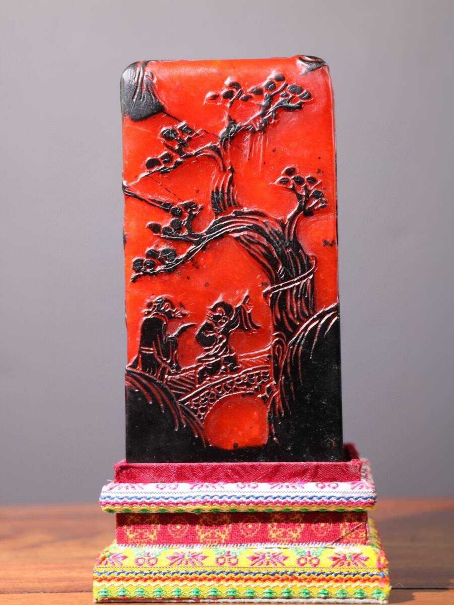 中国美術 古玩 堆朱 剔紅 漆彫 龍紋樣 寶相花紋樣 煙皿