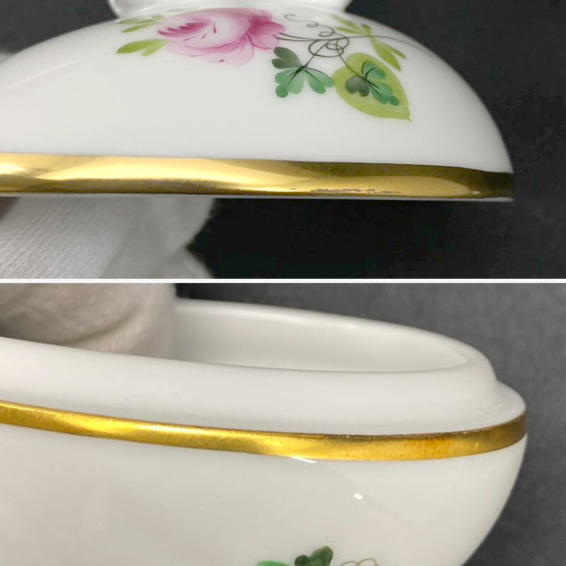 ヘレンド HEREND タマゴボックス ウィーンの薔薇 猫 ネコ ヘレンド