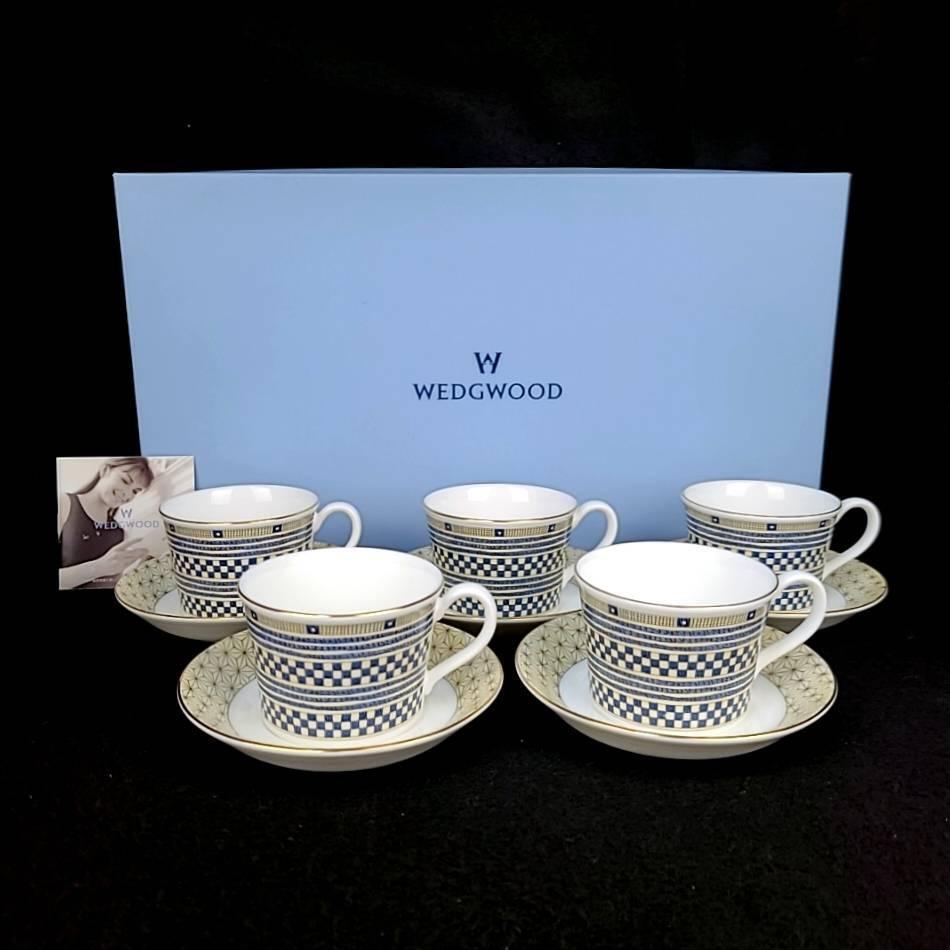 未使用 ウェッジウッド WEDGWOOD サムライ カップ&ソーサー 5客 箱つき