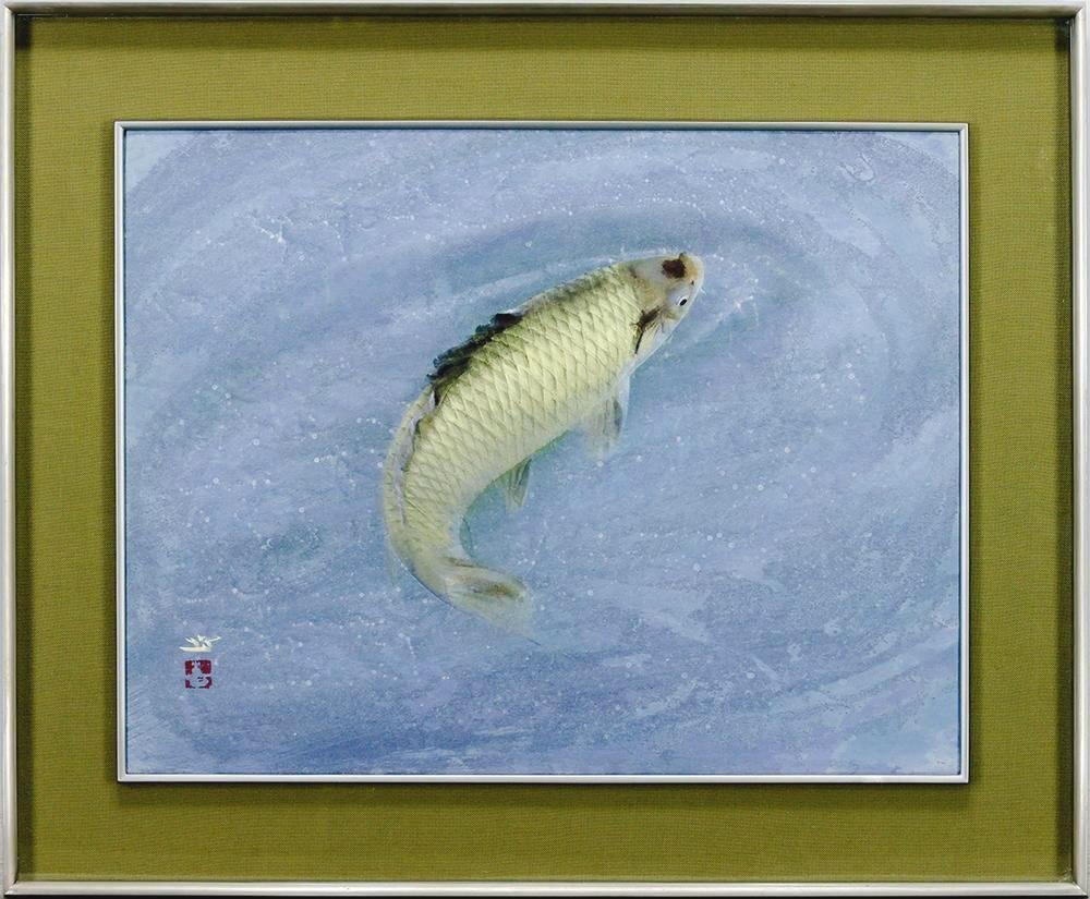 さらに値下げしました 梶喜一 日本画 金箔仕様 鯉 鯉の画家 さらに