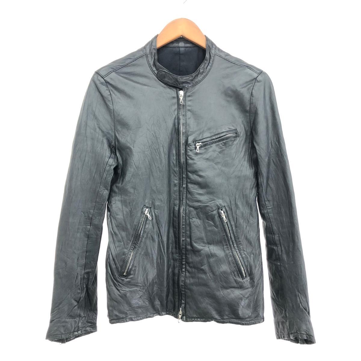 Lithium Homme（リチウムオム）シングルレザーライダース ネイビー 46