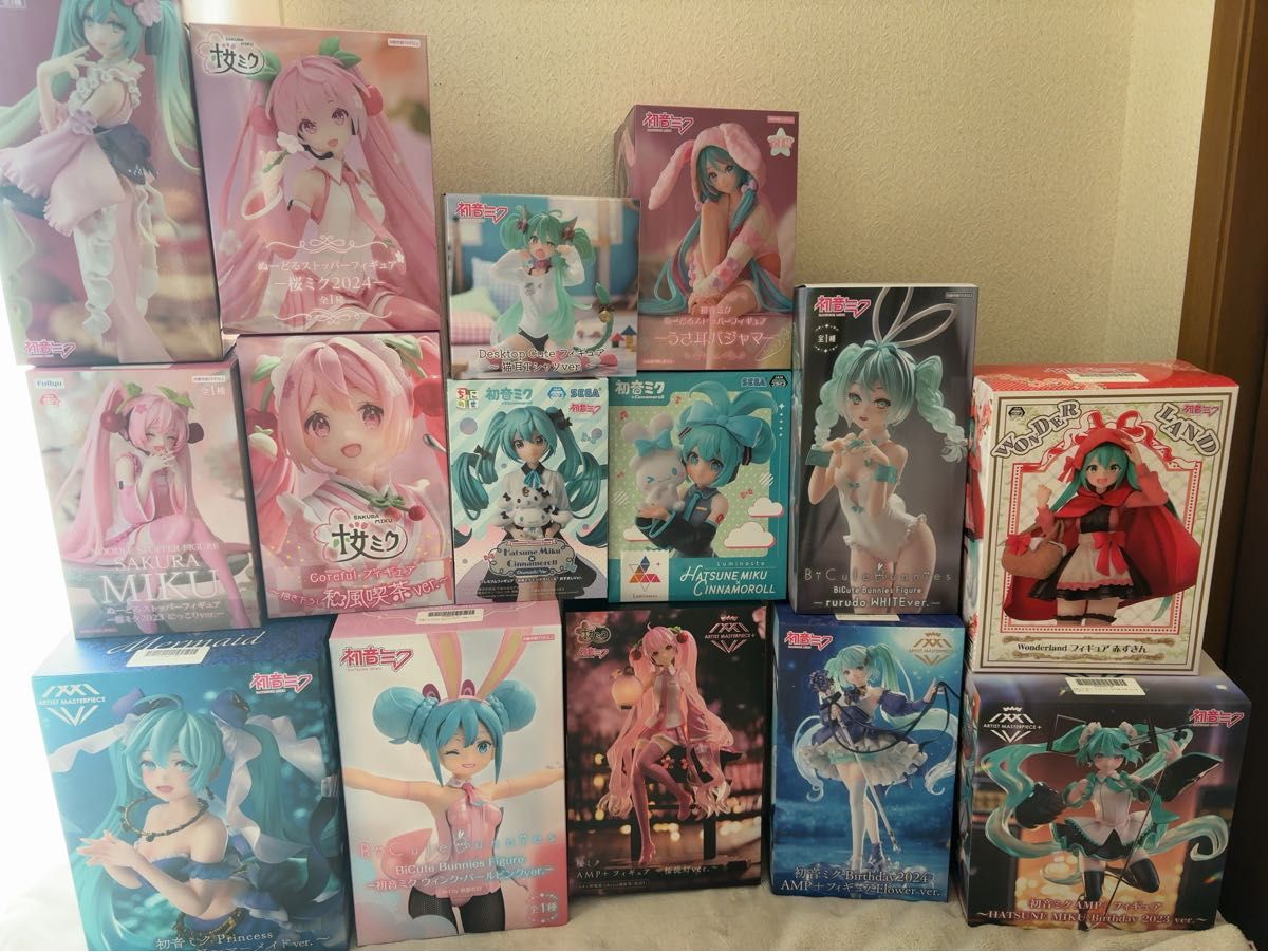 初音ミク プライズフィギュア 15個セット 桜ミク 猫耳 シナモロール 猫