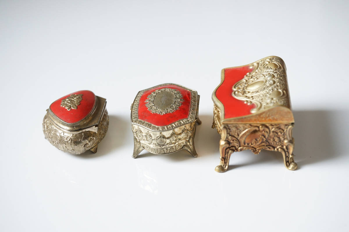 うぶだし 古い昭和レトロな宝箱 宝石箱セット / 小物入れ 古道具 古物