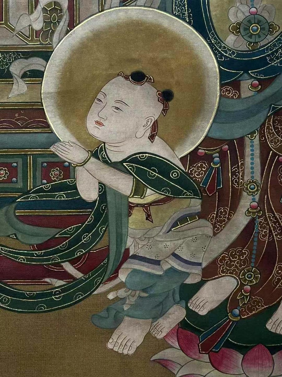 中国古美術・純手描き大六尺中堂神仙图・人物画・丁観鵬印款・書道
