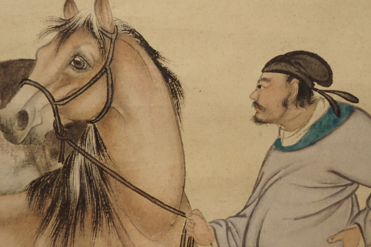 中国絵 馬図 肉筆 溥儒