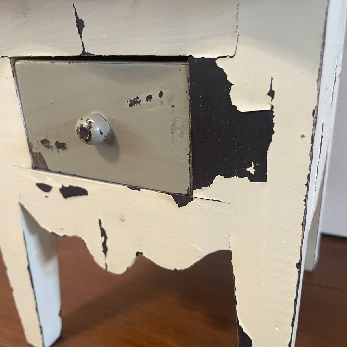 イギリスアンティーク 忘れな草 引き出し付小型テーブル