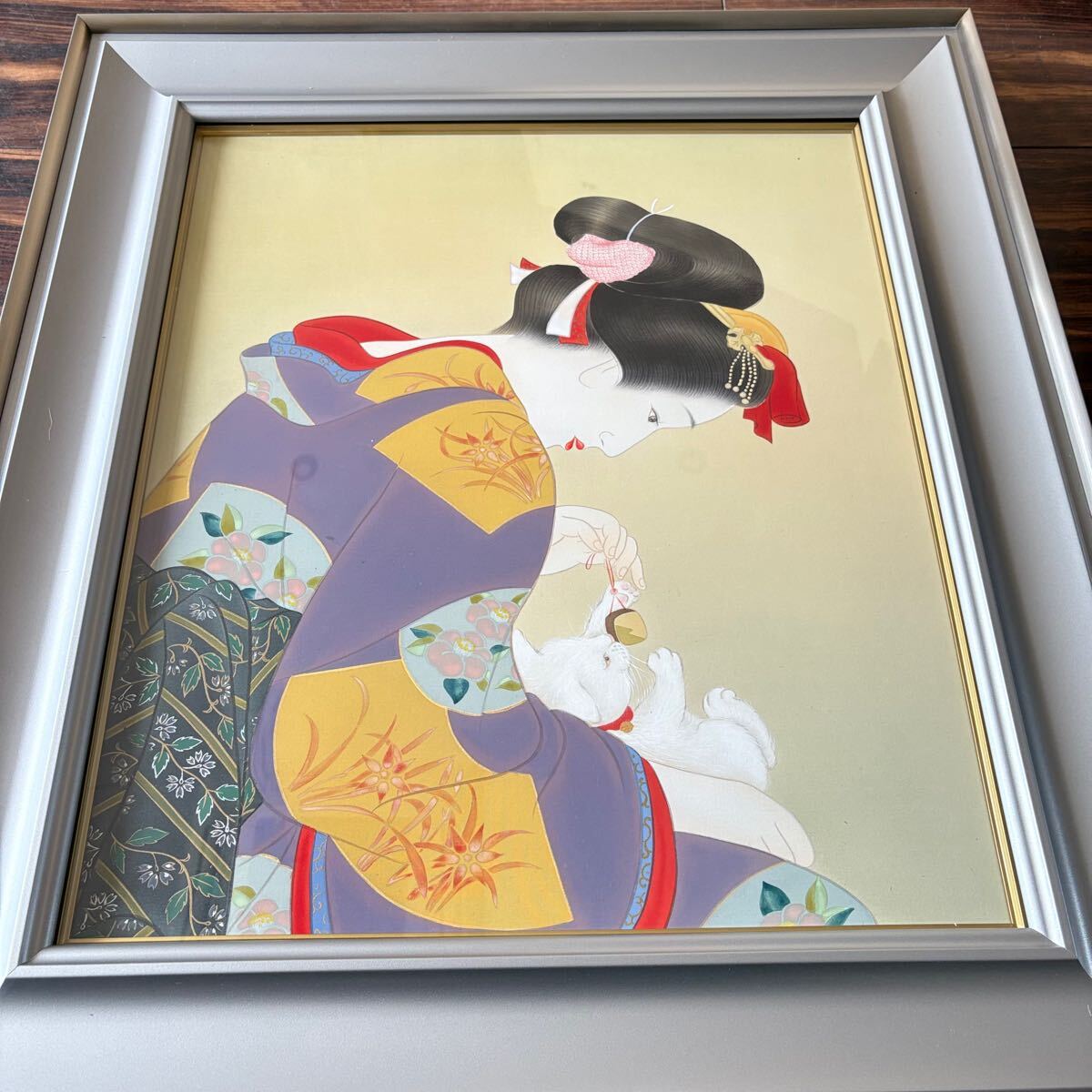 堀江浮水 (堀江豊生) 額装 美人画 日本画 師/伊東深水 絵画 A 堀江浮水