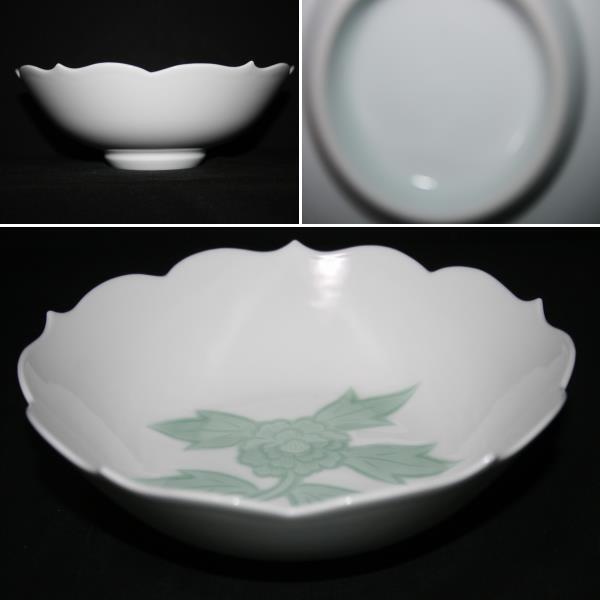 希少新品】人間国宝 井上萬二 白磁彫文 菓子鉢 人間国宝 井上萬二作