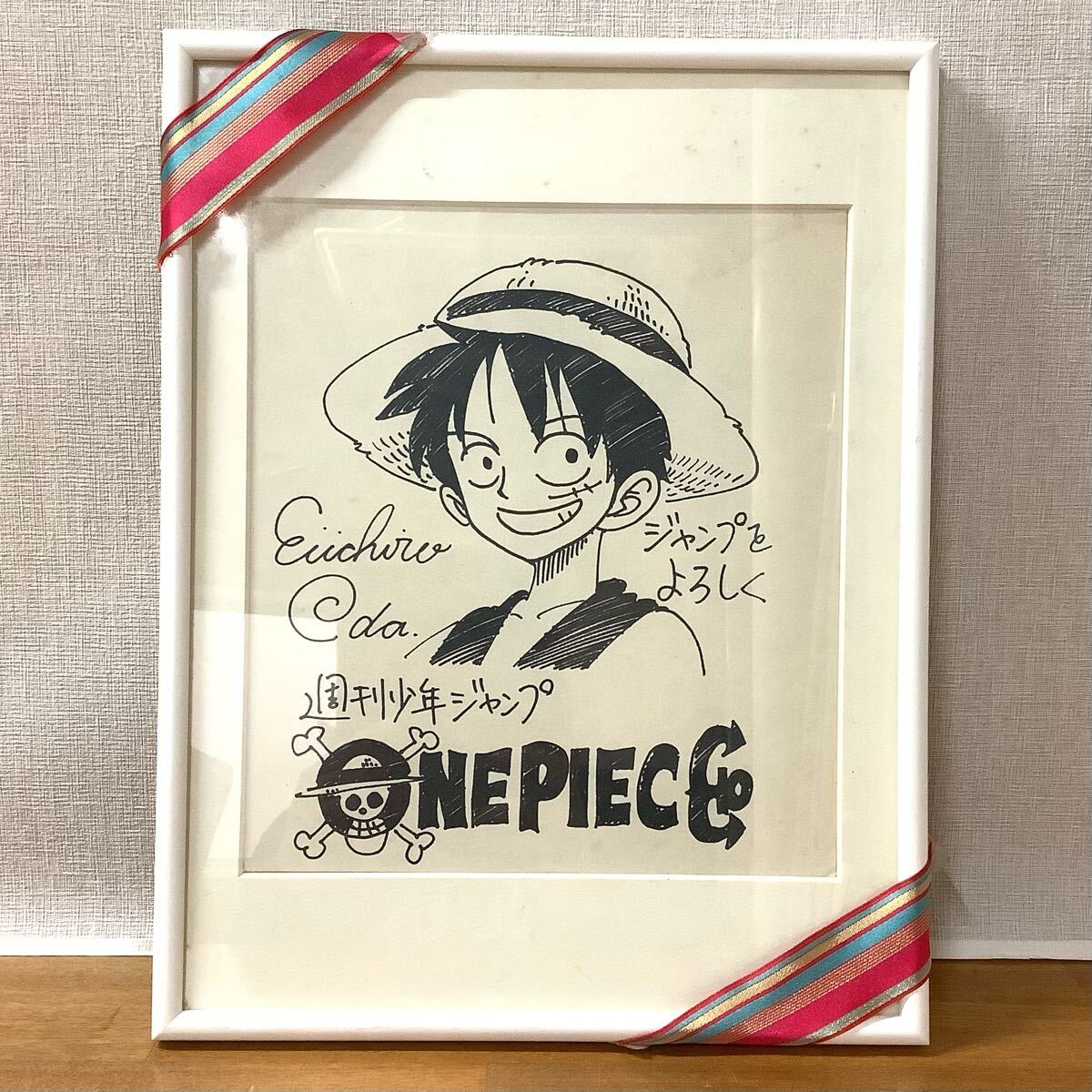 ONEPIECE 尾田栄一郎先生 ルフィ 直筆サイン入り 色紙 ワンピース 複製