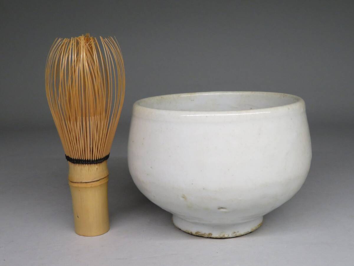 李氏朝鮮時代半島古陶磁器半島古美術 李朝白磁平茶碗夏茶碗約16.1cm