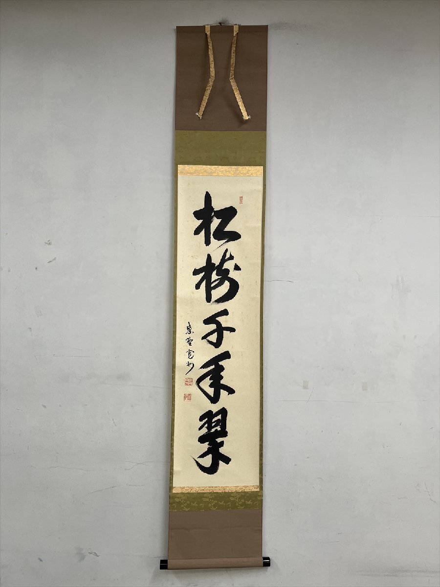 茶道具】大徳寺 紫野 長谷川寛州和尚筆 一行「松寿千年翠」掛軸 軸C84