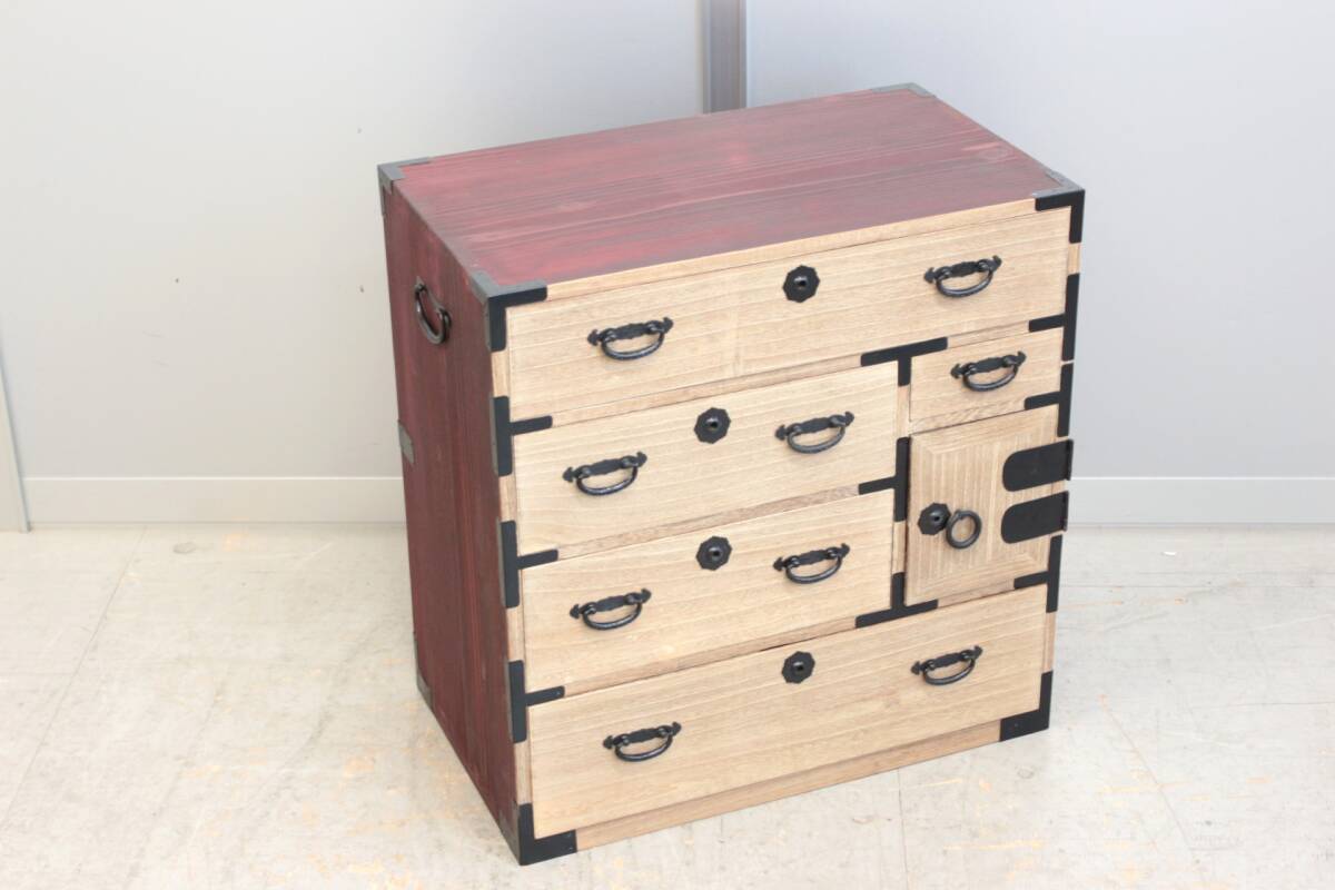 G0084 時代箪笥 桐 アンティーク 前桐 鍵付 和家具 和箪笥 レトロ 小