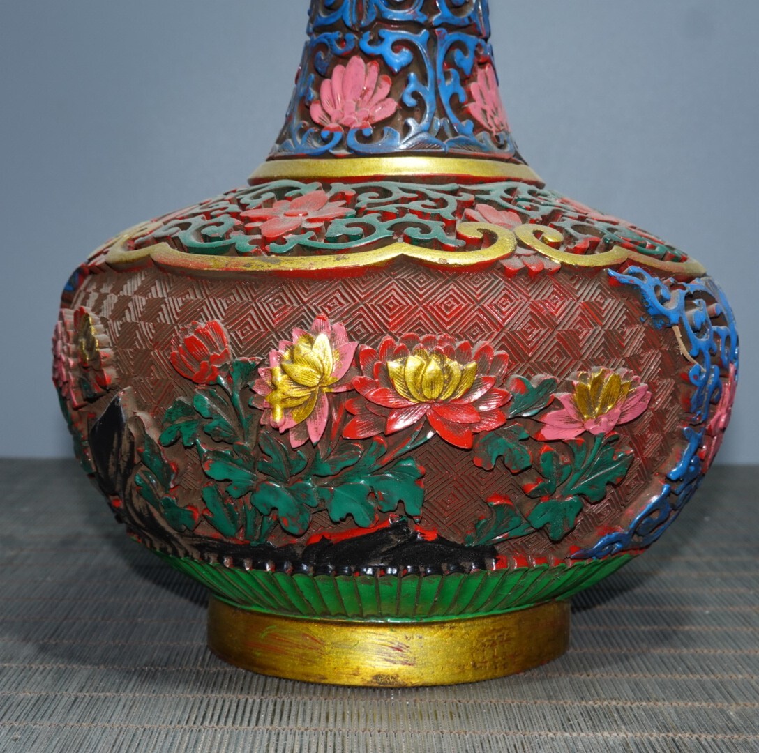 大清乾隆年製 辰砂 花器 花瓶 飾り壺 大振り 時代 古玩 旧家 蔵出 骨董