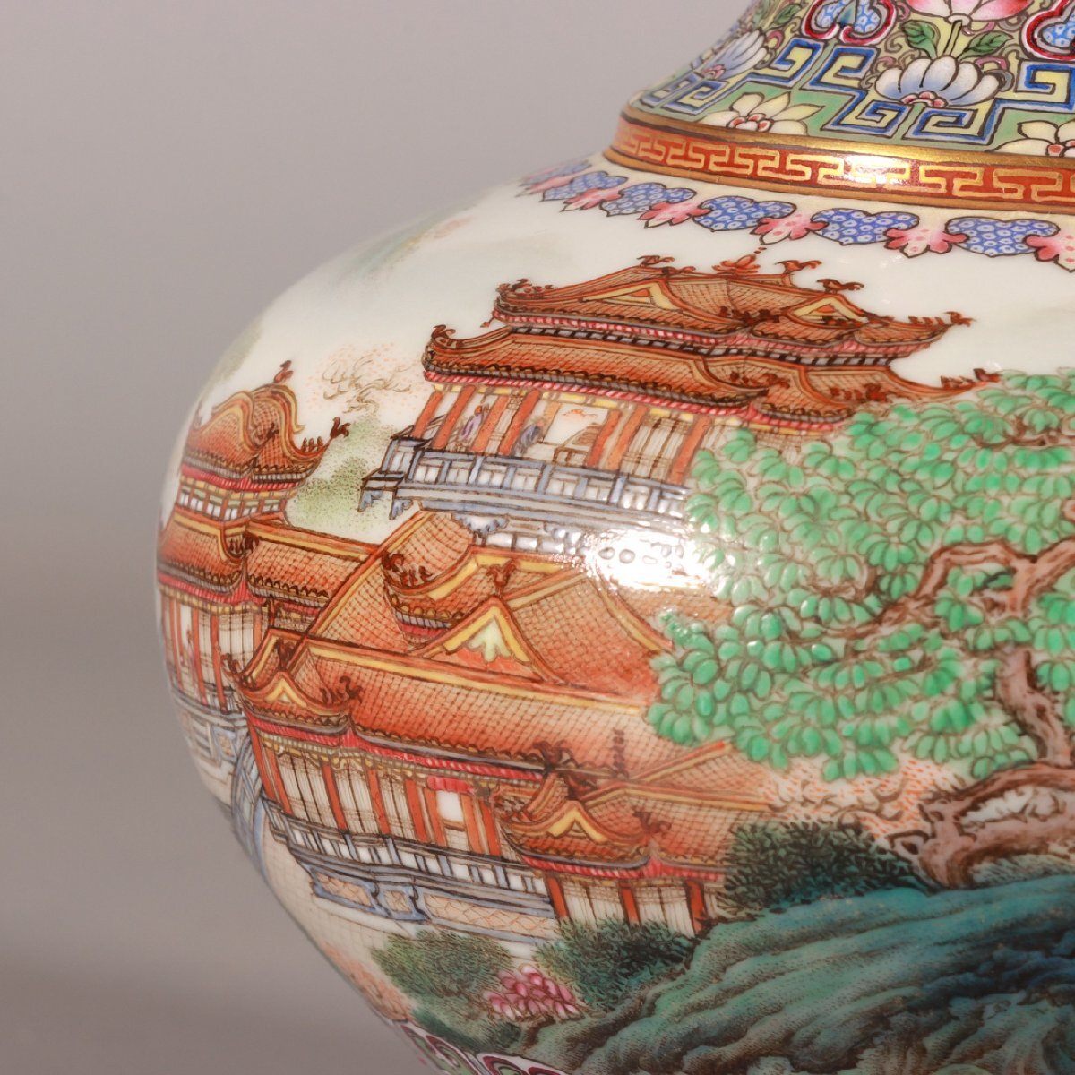 中国 大清光緒年製 粉彩 百美図 茶碗 一對 唐木台