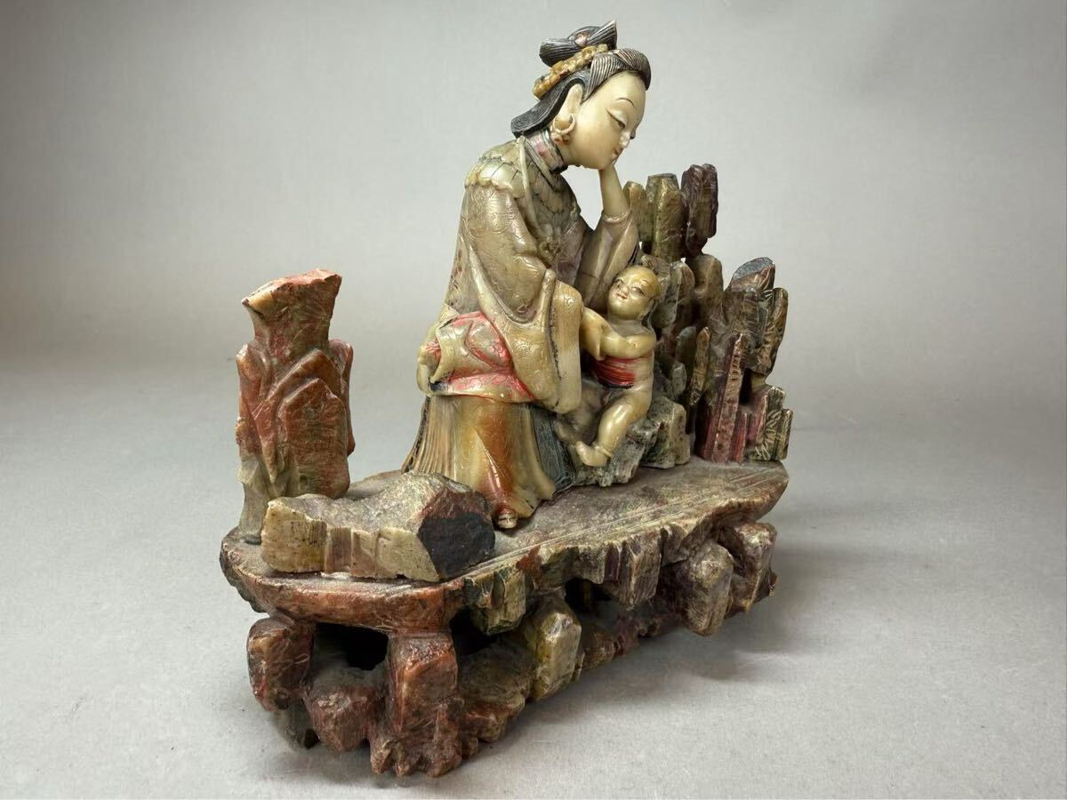 中国玉石彫刻寿老人根付C7930E