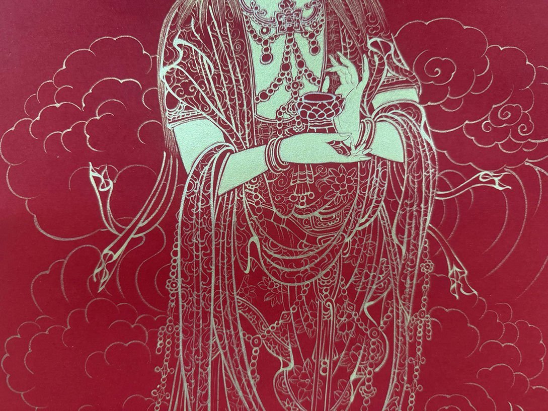 中国近時代の掛軸 人物図 张大千作 貴重品 美女 図 肉筆絵 掛軸】〈