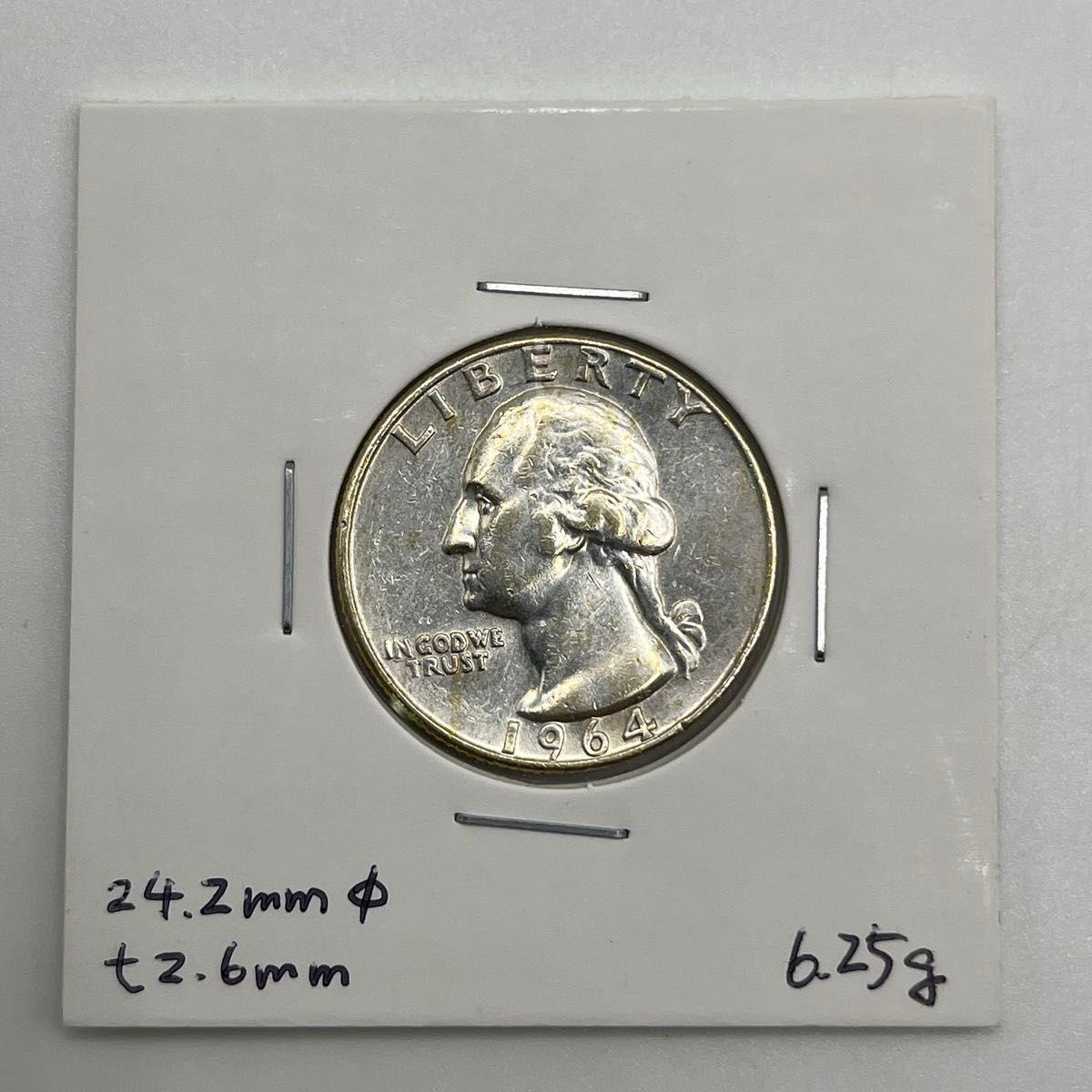 銀品位90% LIBERTY QUARTER DOLLAR 1964年 ワシントン 25セント銀貨