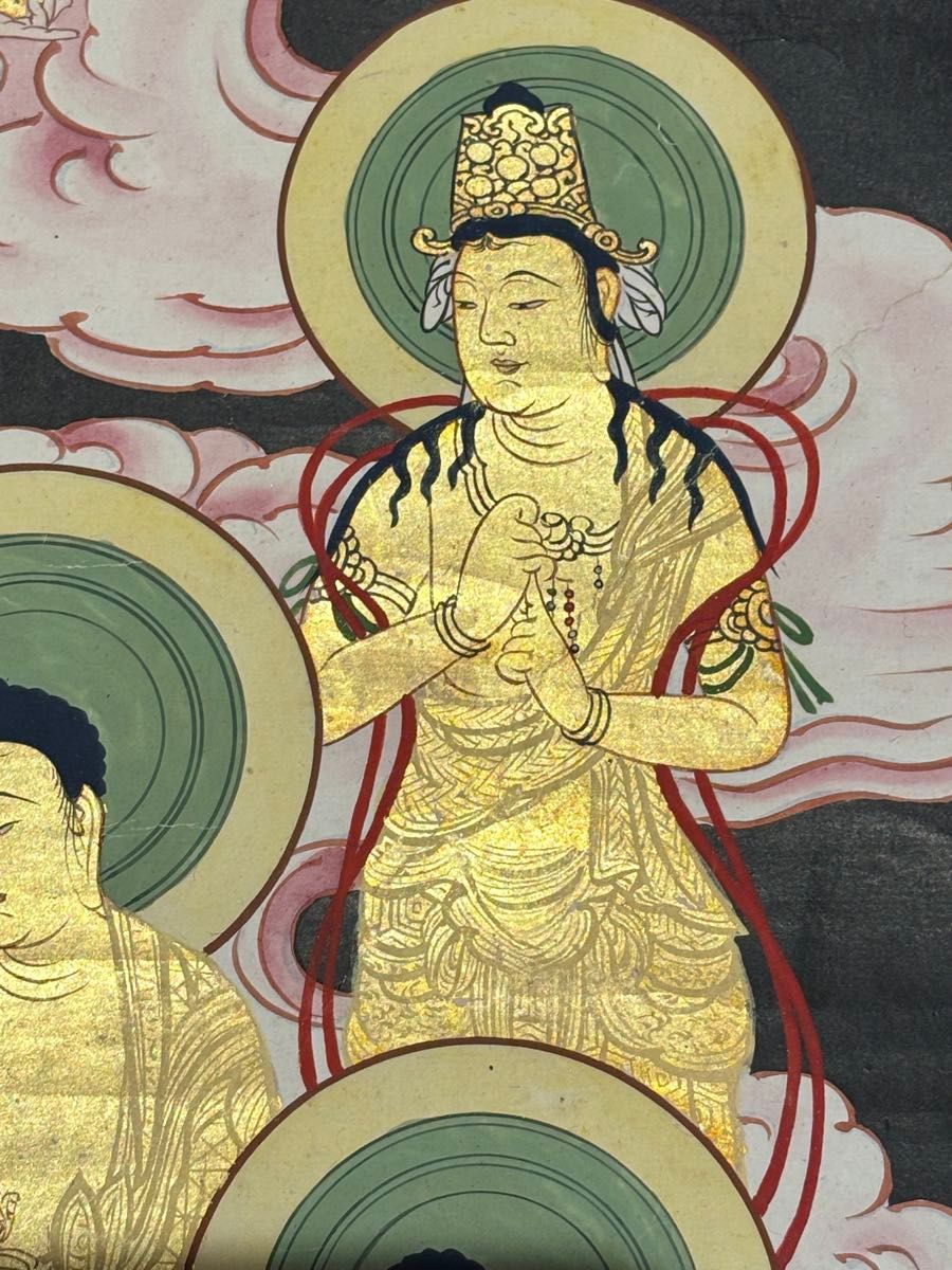 極彩色木版画 十三仏」江戸時代 1枚|仏教美術 仏画 木版刷り 和本