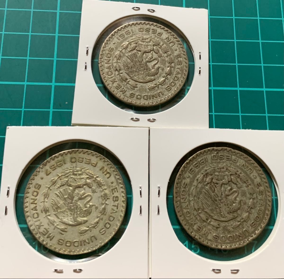 メキシコ 1ペソ 銀貨 おまとめ3枚 1957年 1959年 1961年 silver 100 低