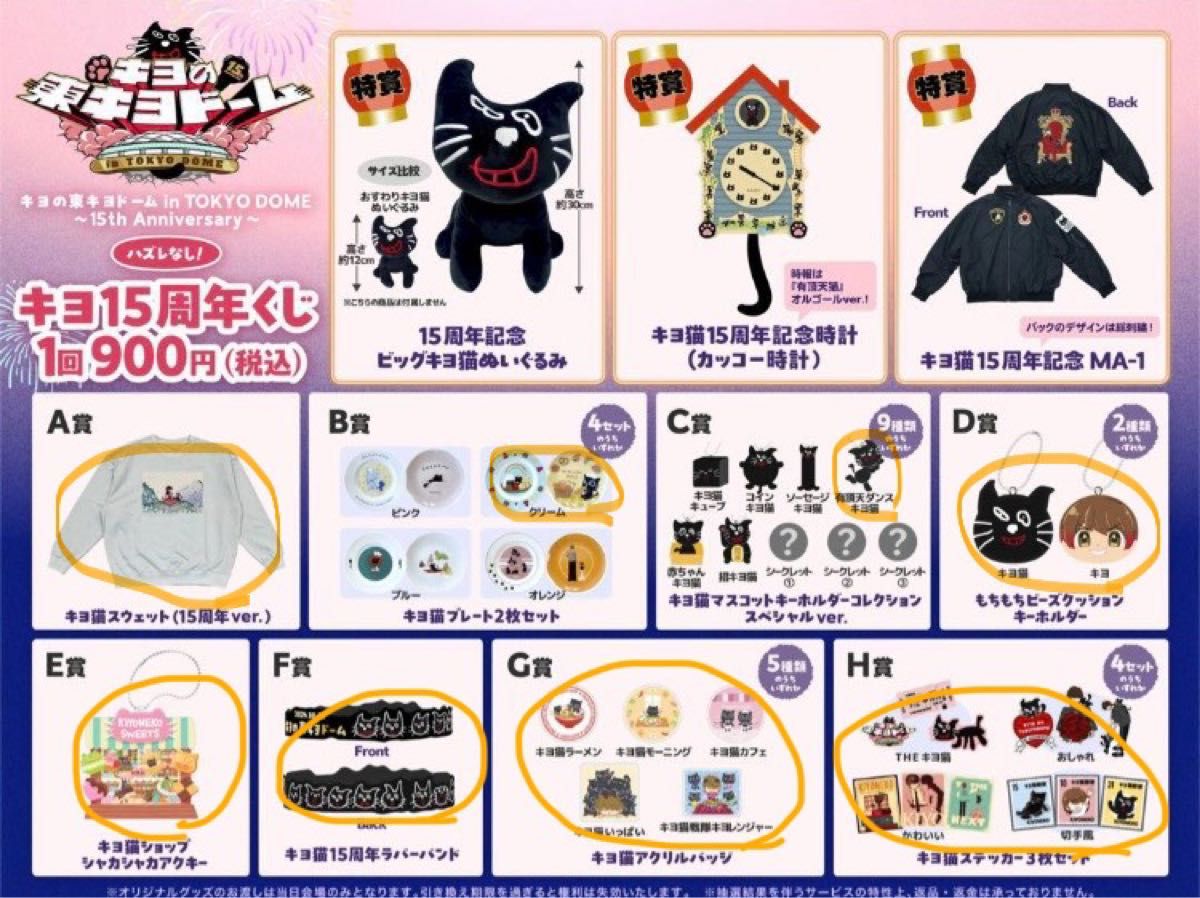 キヨ/A賞 キヨ猫スウェット /15周年記念くじ 東キヨドーム キヨ 15周年くじ