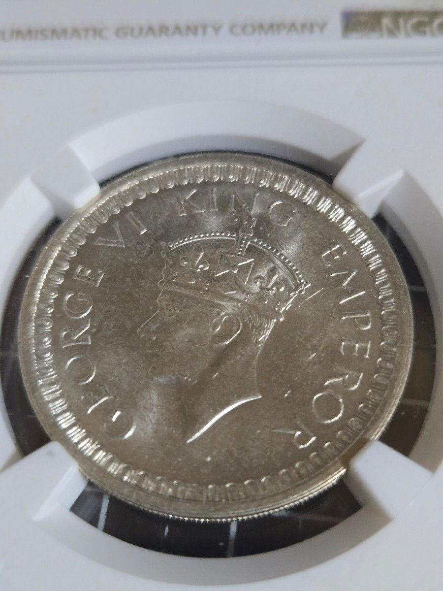 1942年 インド ルピー MS 63 ジョージ6世 イギリス 銀貨 外国コイン NGC