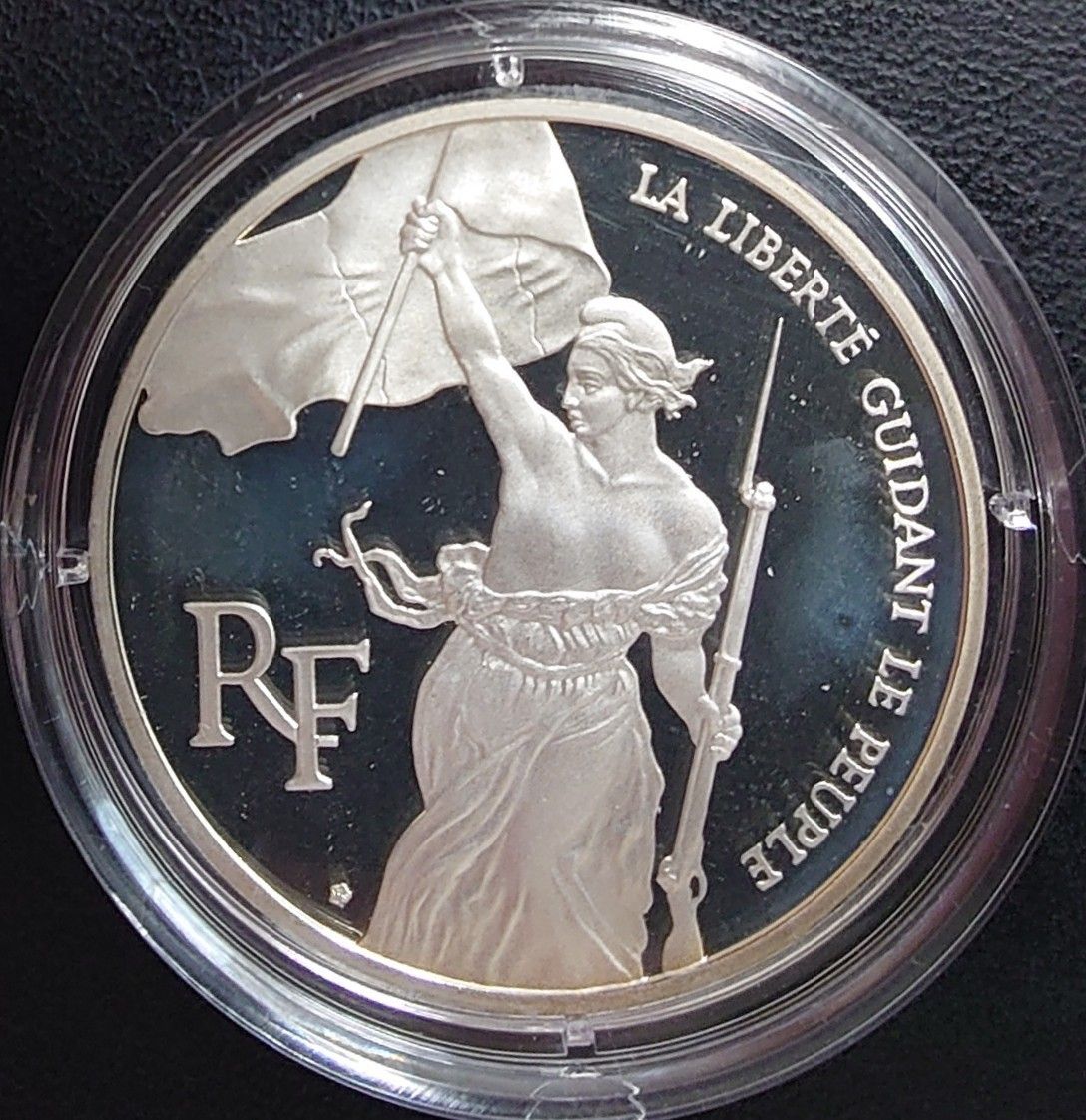 1993年 フランス銀貨 100フラン ルーブル美術館200周年記念銀貨 民衆を