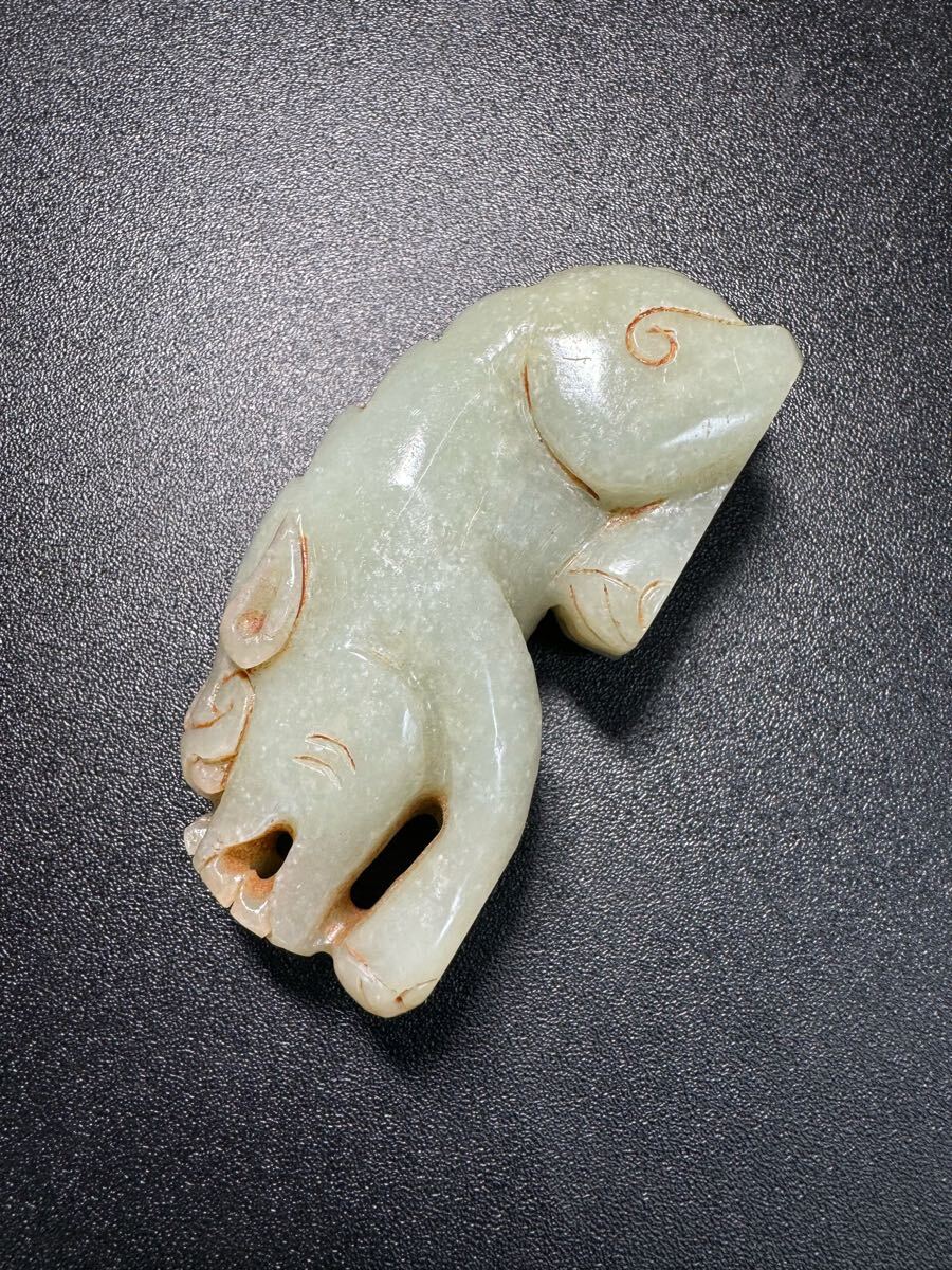 中国 玉石彫刻 神獣 根付 紙鎮 置物 C 8213E 【公式通販】