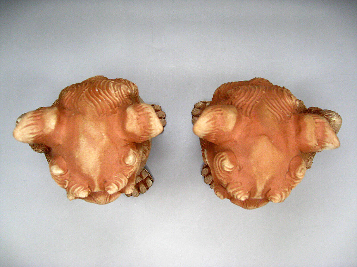 沖縄・名工「新垣榮用・壺屋焼シーサー」狛犬・榮用窯・荒焼・手ひねり・