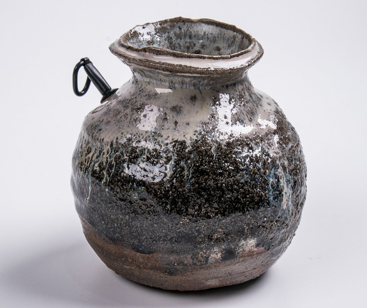 e3087 西岡小十 絵唐津 壷 共箱 唐津焼 壺 花入 茶道具