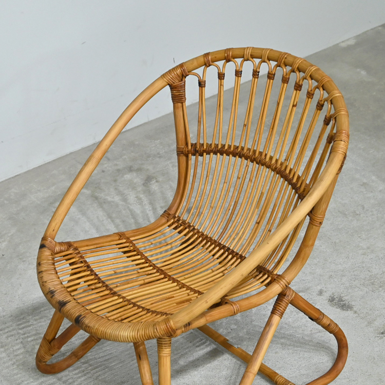 希少 オリジナルヴィンテージ 山川ラタン “豆菊” 籐編み 山川譲 60年代