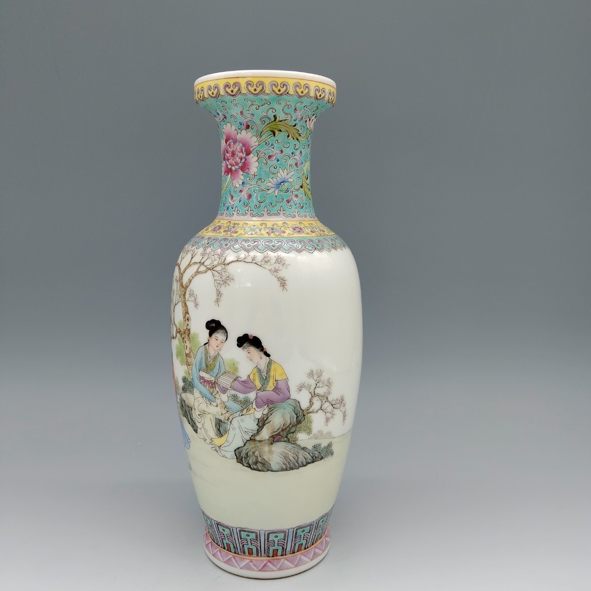 緑地パステル戦将紋お茶の缶 景徳鎮 陶磁器 装飾品 現代工芸品 美術品