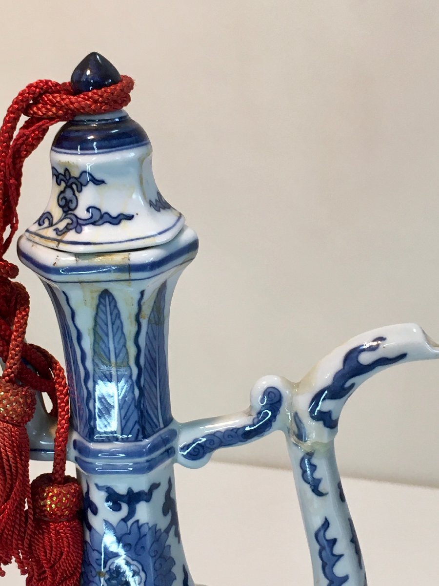 大明嘉靖年製 時代物 中国 古い水差し 手描き 高さ29㎝ アウトレット