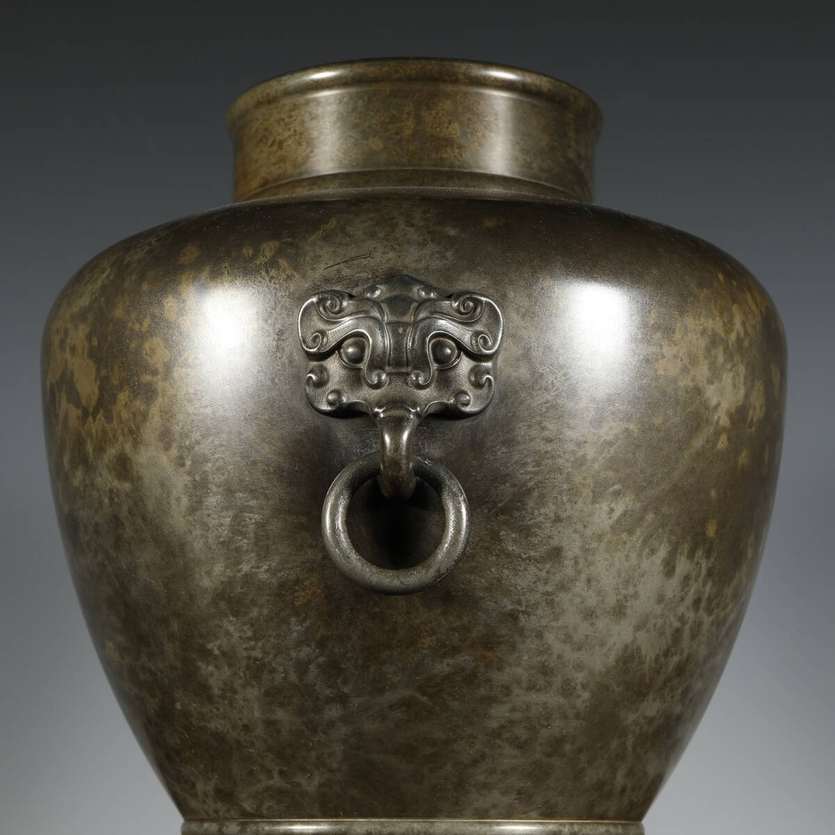 御錫屋天下一美作守款 一刀老人彫 古錫 茶壷18.5cm 茶心壺 茶入