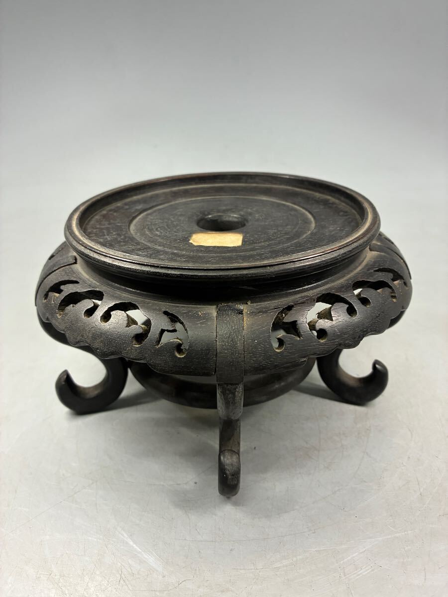 五】唐木 四方高卓 飾台 花台 盆栽台 香炉台