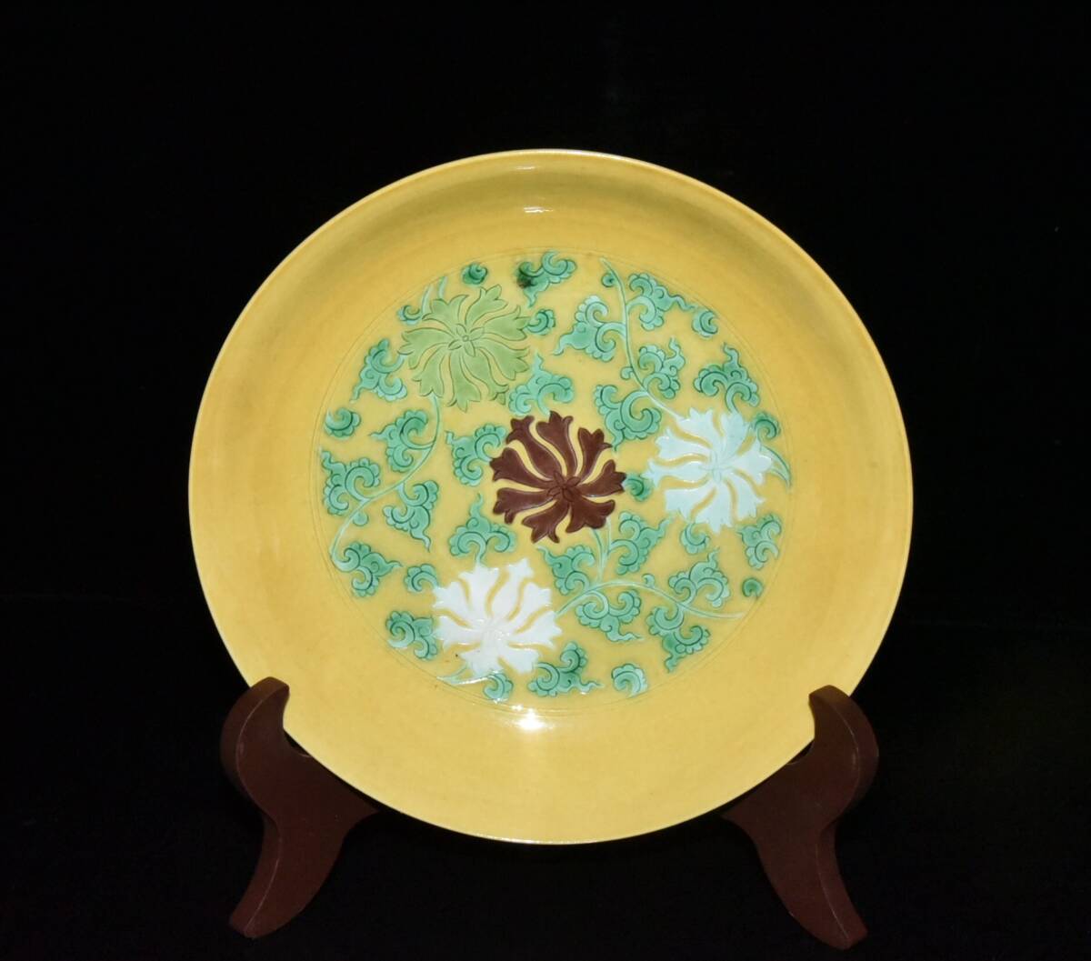 中国 清時代 大清光緒年製款 藍釉 蝶花文 彩絵 碗 一対 中国 清時代 大