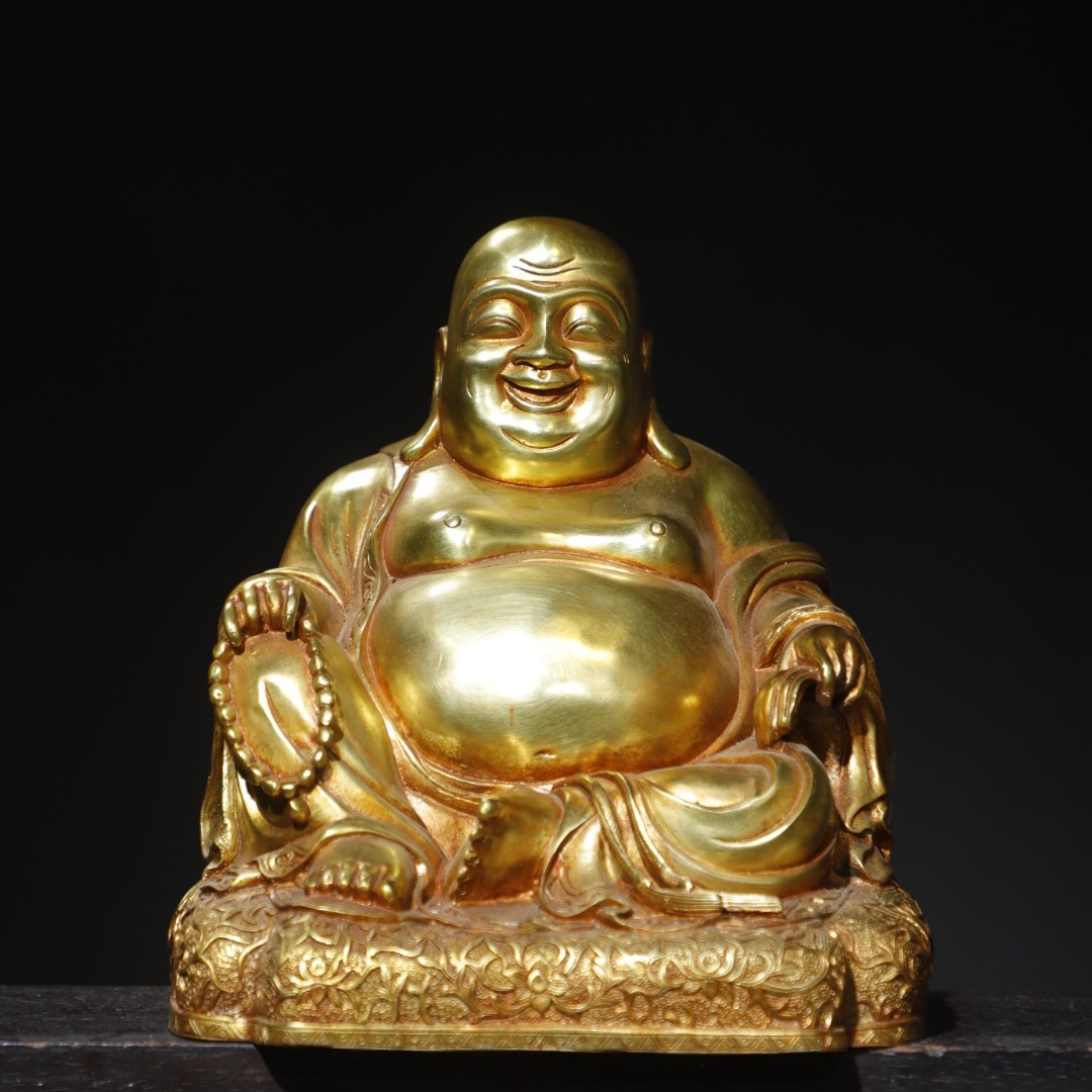 唐物 清 銅塗金【弥勒仏】仏像 奉納されていた 供養品 銅