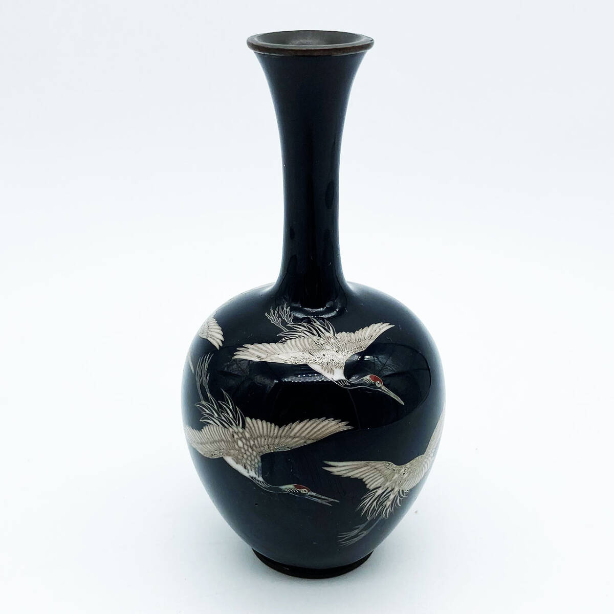 治】中国古玩 七宝花蝶図花瓶☆高さ25cm 置物 七宝花瓶 TC41