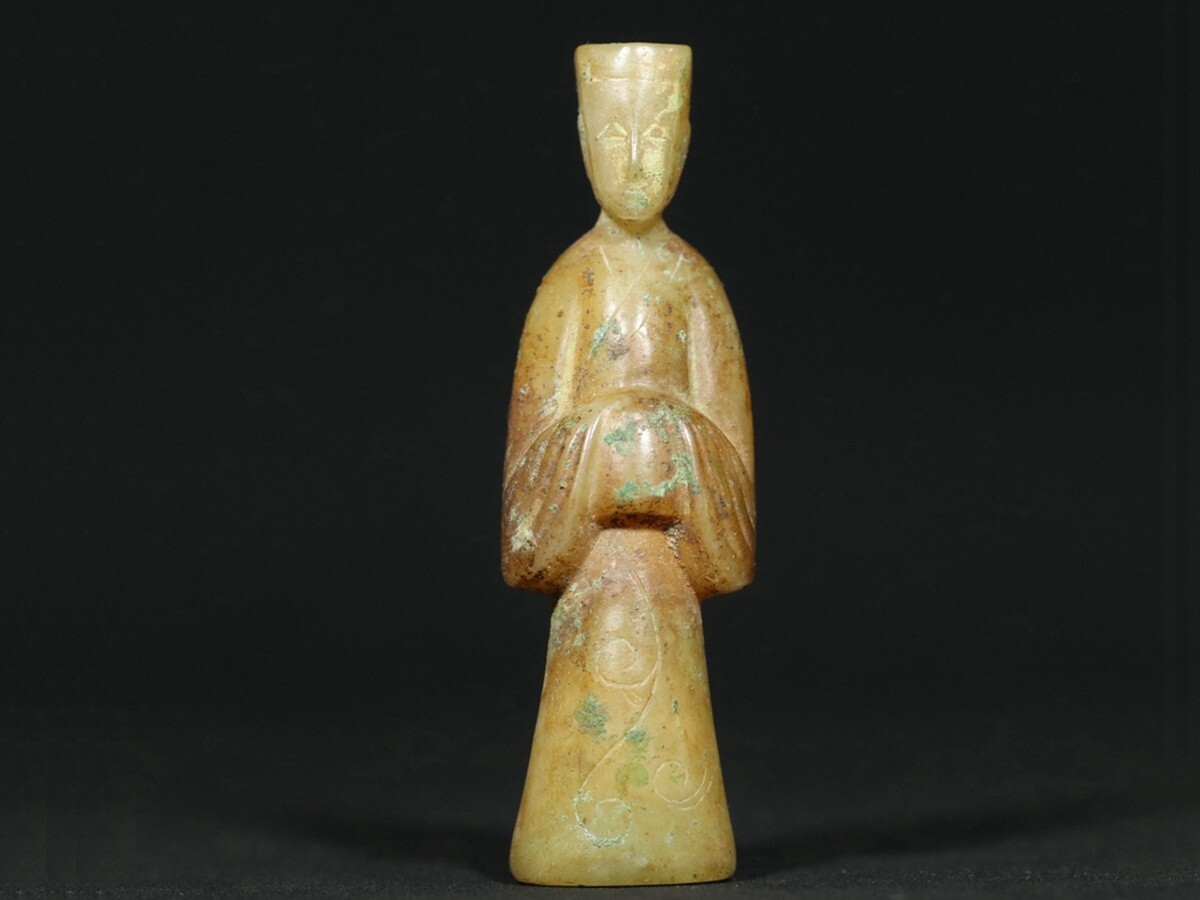 漢代 和田玉 古玉彫り 玉人 翁仲 掛件」極細工 裝身具 賞