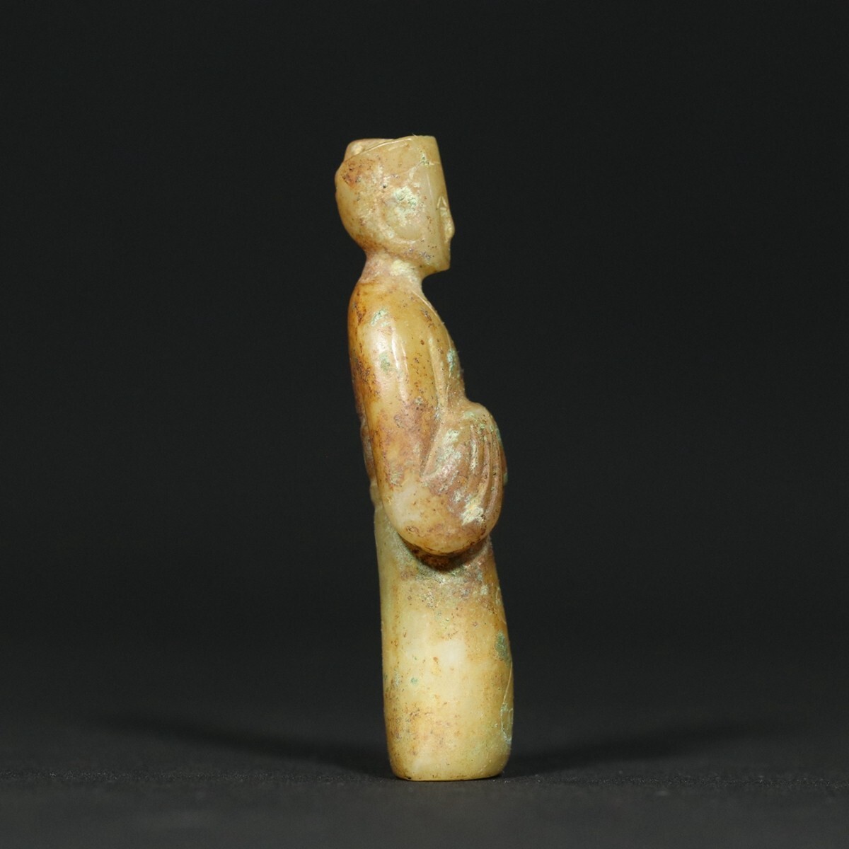 漢代 和田玉 古玉彫り 玉人 翁仲 掛件」極細工 裝身具 賞