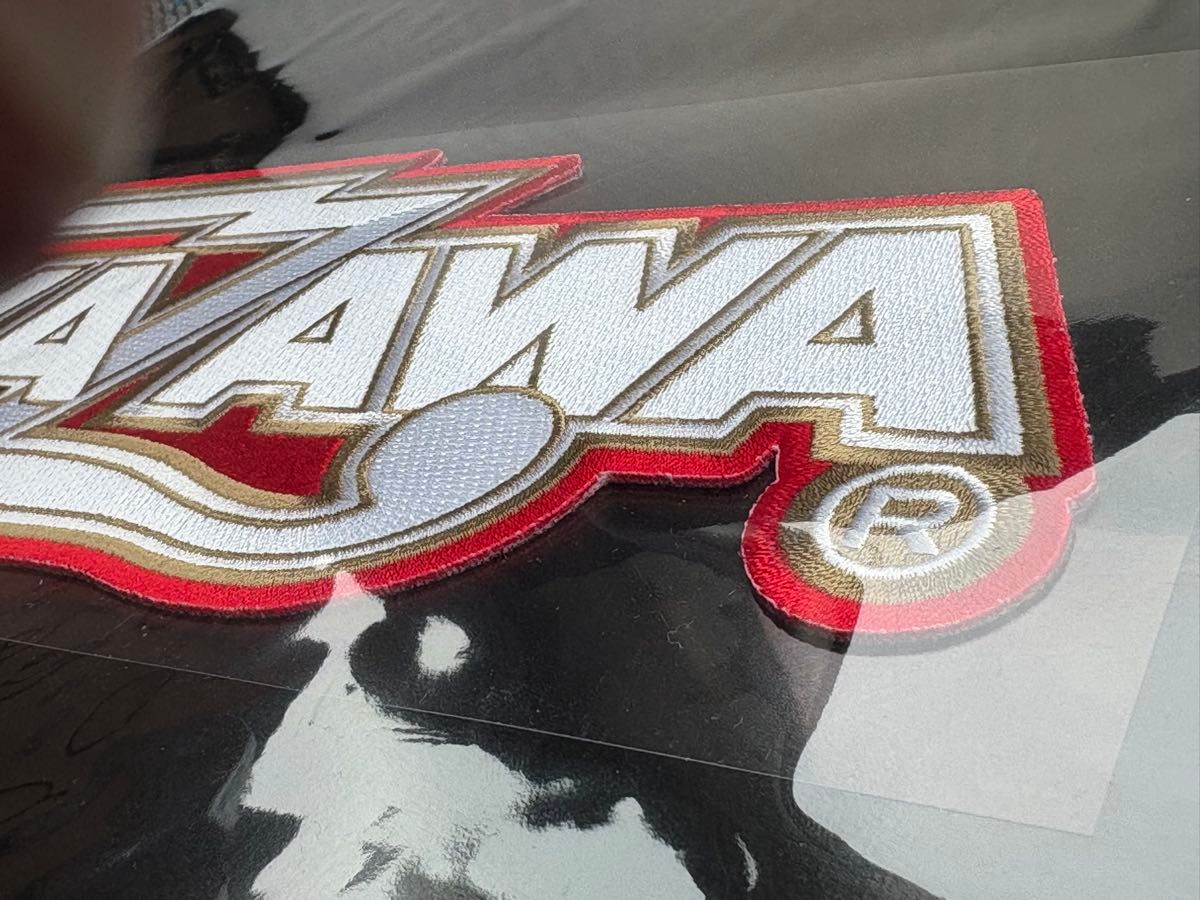 矢沢永吉 E YAZAWA BIG刺繍ワッペンシール ロゴ ホワイト/ゴールド