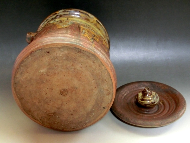 水指□古い高取焼 水さし 耳付き 箆目 お茶道具 古美術 時代物