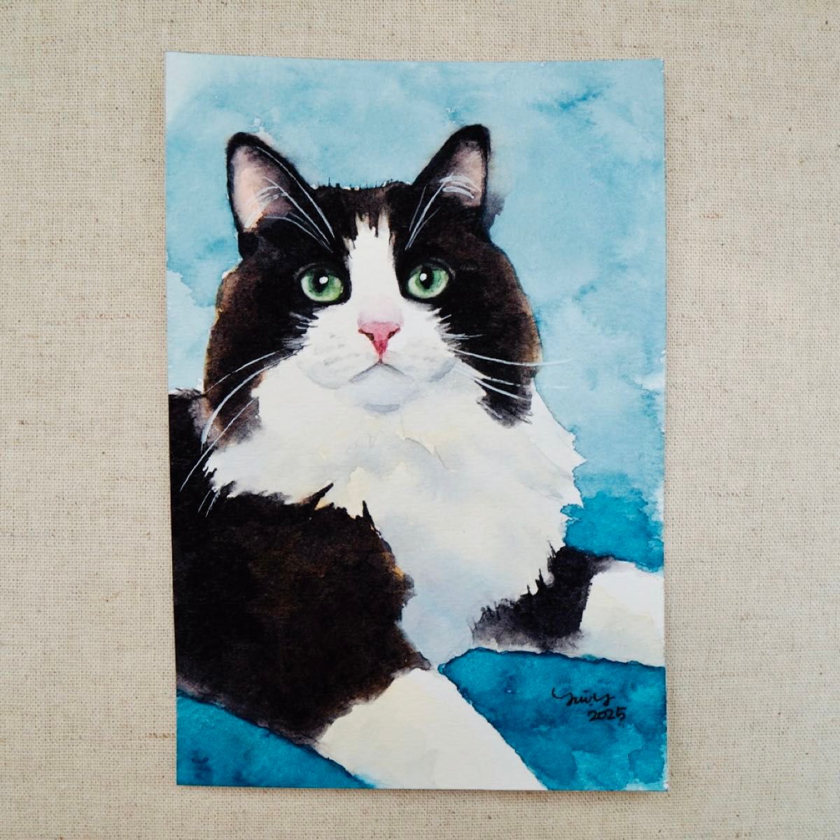 絵画☆原画☆1点物の作品☆本物☆額装☆インテリア☆猫☆パステル画