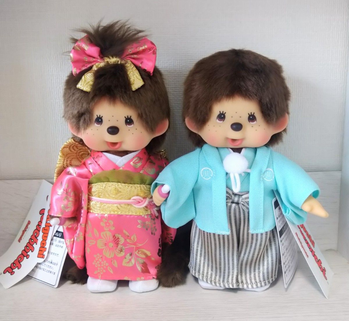 新品 紋付袴 モンチッチ 男の子 女の子 振袖 2体セット 立ちモン
