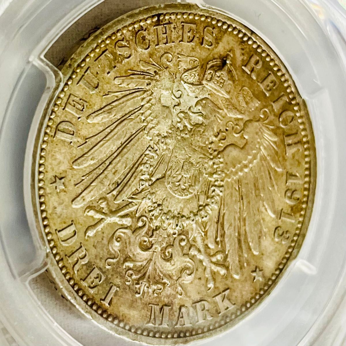 皇帝ヴィルヘルム2世 3マルク 銀貨 1913 ドイツ プロイセン MS61