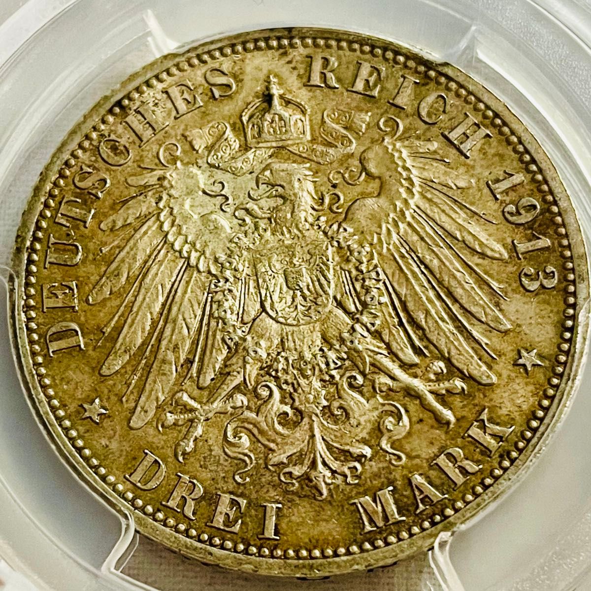 皇帝ヴィルヘルム2世 3マルク 銀貨 1913 ドイツ プロイセン MS61