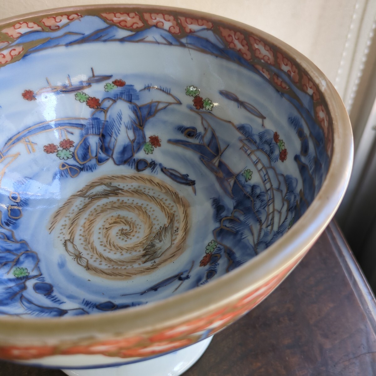 骨董 盃洗 伊万里 染め付け 器 たかつき 山水 売れ筋 龍の図